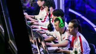  Yao and Rabbit of LGD Gaming compete at The International DOTA 2 Champsionships at Key Arena on July 19, 2014 in Seattle, Washington. 