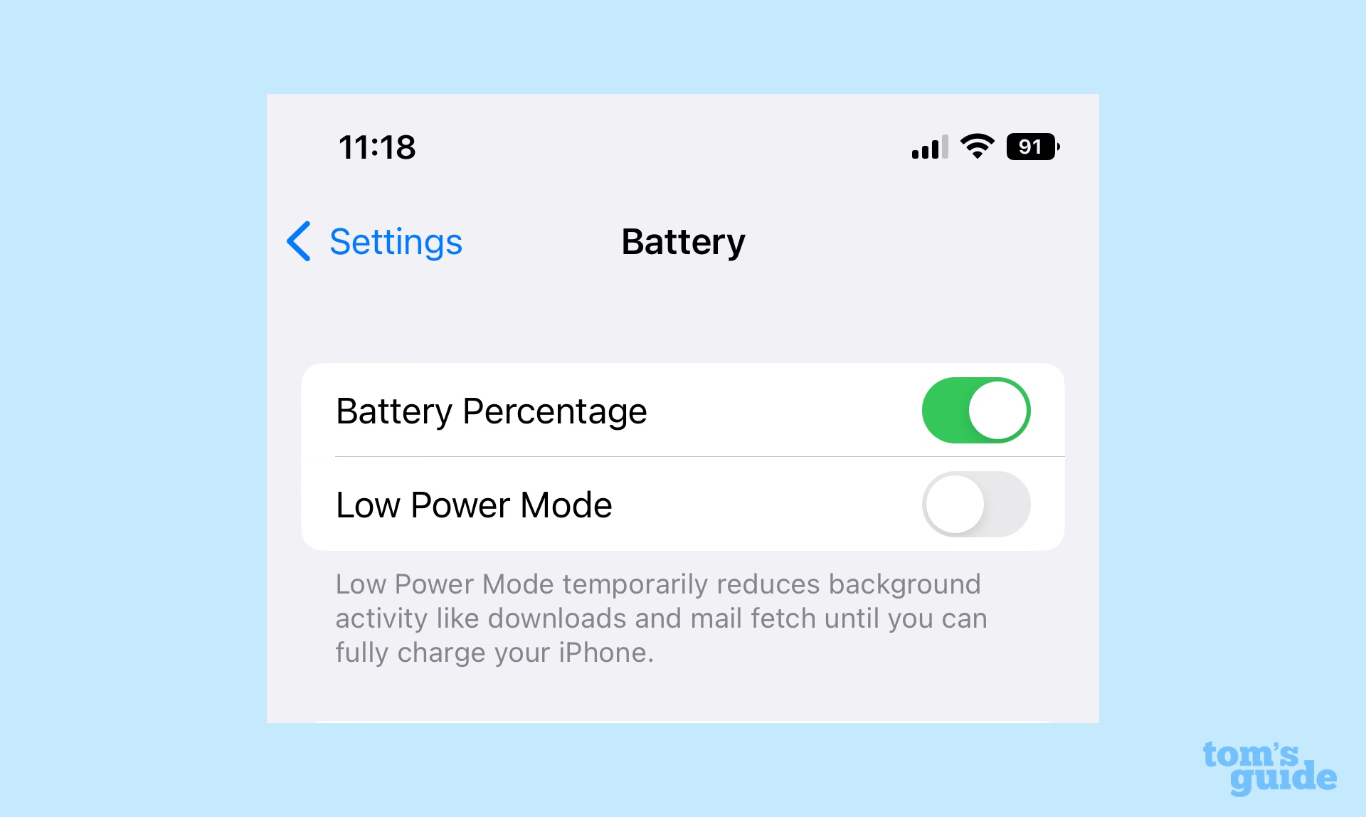 iOS 16 battery indicator on an iPhone 12