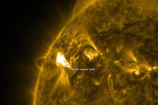 This image from NASA's Solar Dynamics Observatory shows the sun as it appeared in extreme ultraviolet wavelengths on March 5, 2012 just after a major solar flare.