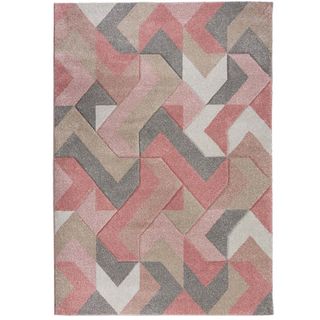 Pink, grey and beige statement rug