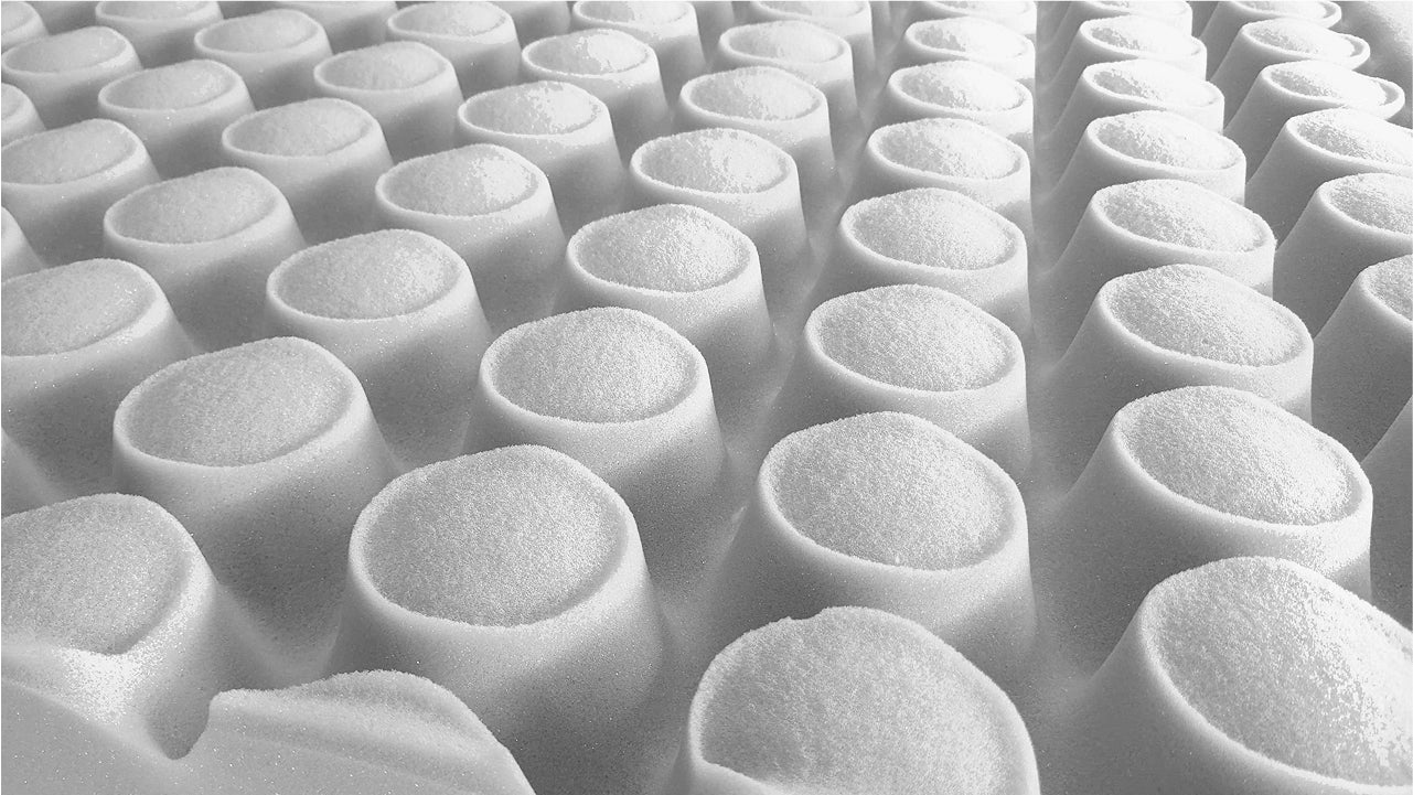 A close up of the foam pillars used to create support and cushioning in the Casper Core+ layer of the Casper Cloud One Mattress