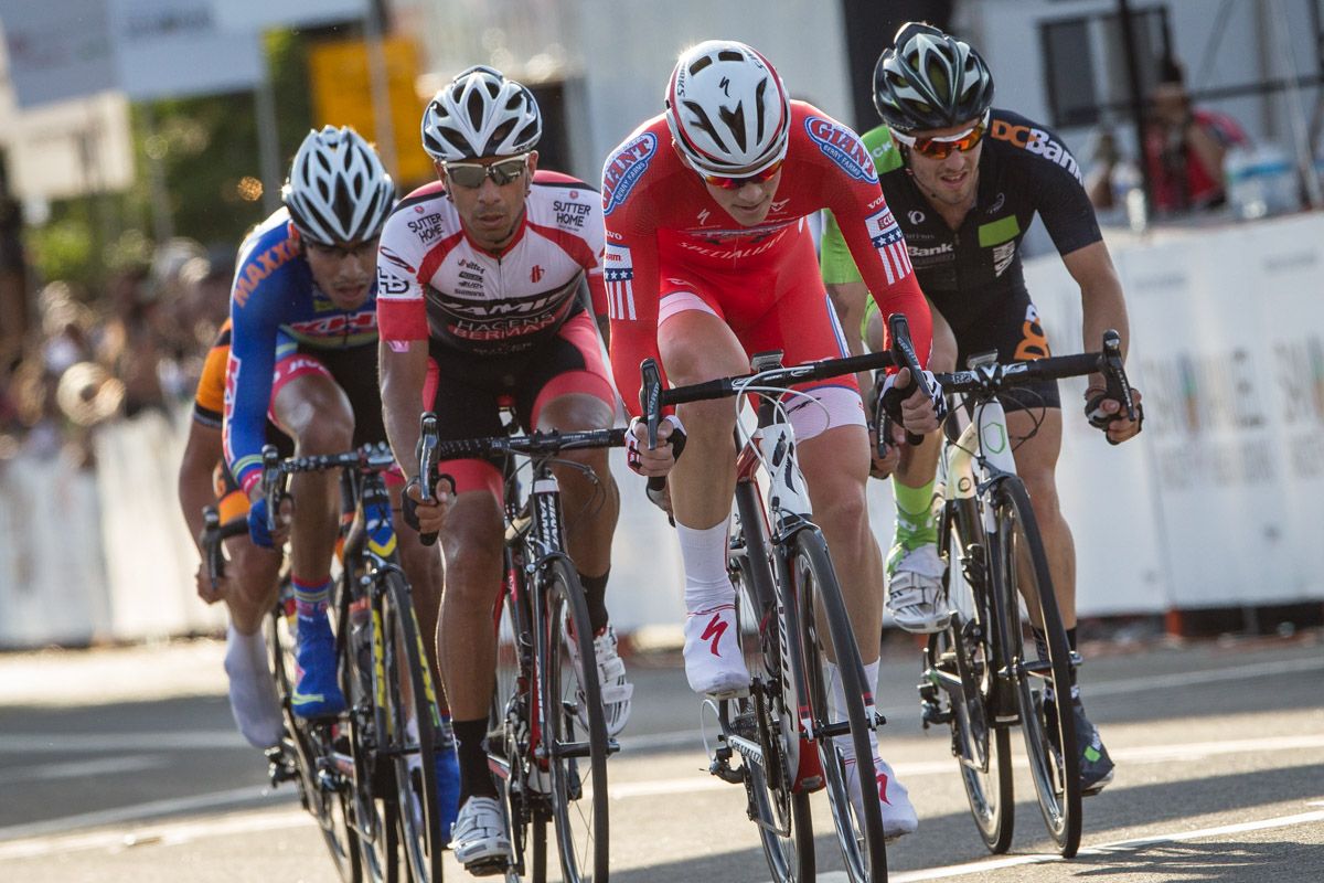 Brendan Rhim (Cal Giant) lead the break on the final laps