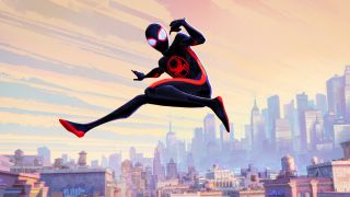 Miles Morales in mid-air in Spider-Man: Across the Spider-Verse