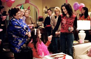 Publicity Stills from "Gilmore Girls" (Episode: Rory's Birthday Parties) Liz Torres, Alexis Bledel, Lauren Graham 2000