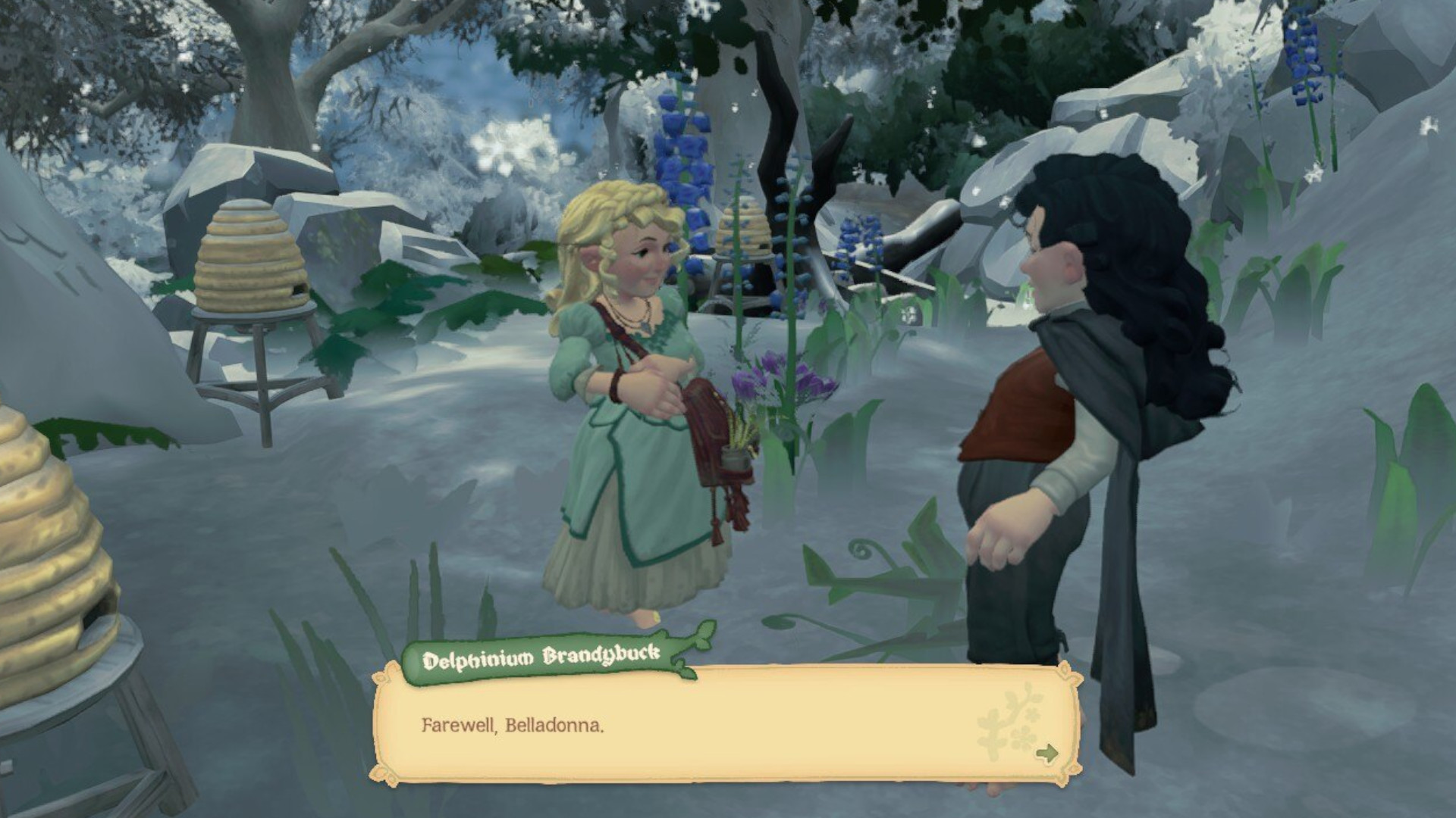 A player talking to a Brandybuck hobbit during Tales of the Shire.