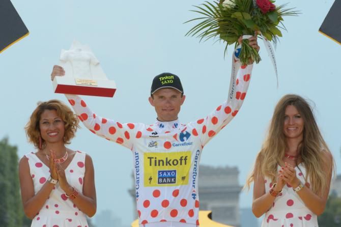 Rafal Majka (Tinkoff-Saxo) won two stages and the polka dot jersey in his first Tour
