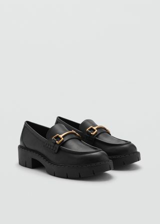 Leather Loafers With Metallic Detail - Women | Mango Usa