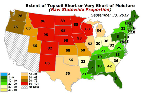 Most recent topsoil moisture map.