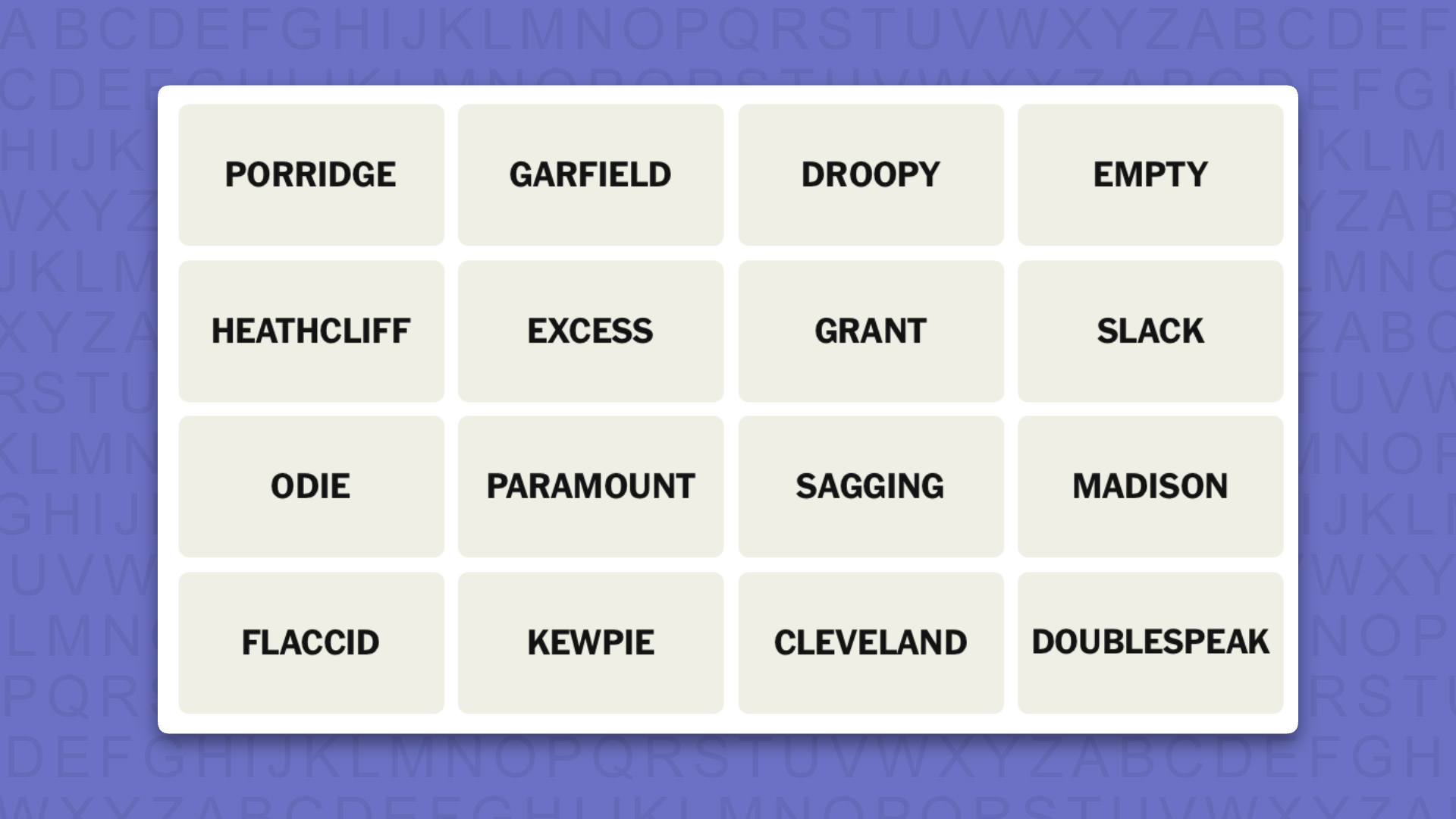 NYT Connections hints for game 1190 on a purple background