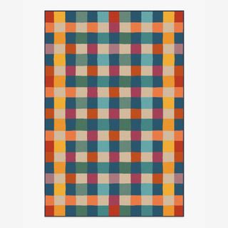 multicolored plaid rug