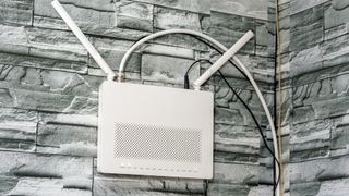 A wireless access point installed on a wall