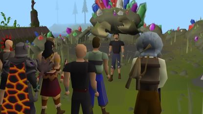 Old School RuneScape gemstone crab in front of a crowd