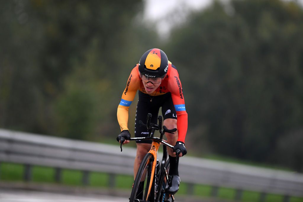MILANO ITALY OCTOBER 25 Hermann Pernsteiner of Austria and Team Bahrain Mclaren during the 103rd Giro dItalia 2020 Stage 21 a 157km Individual time trial from Cernusco sul Naviglio to Milano ITT girodiitalia Giro on October 25 2020 in Milano Italy Photo by Tim de WaeleGetty Images