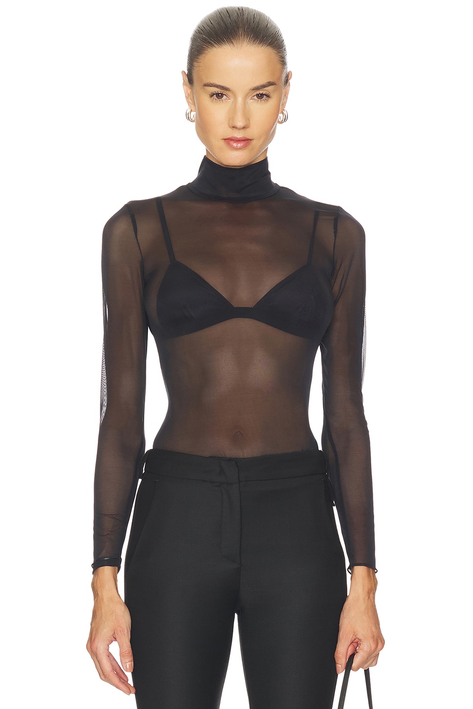 Chic Mesh Long Sleeve Turtleneck