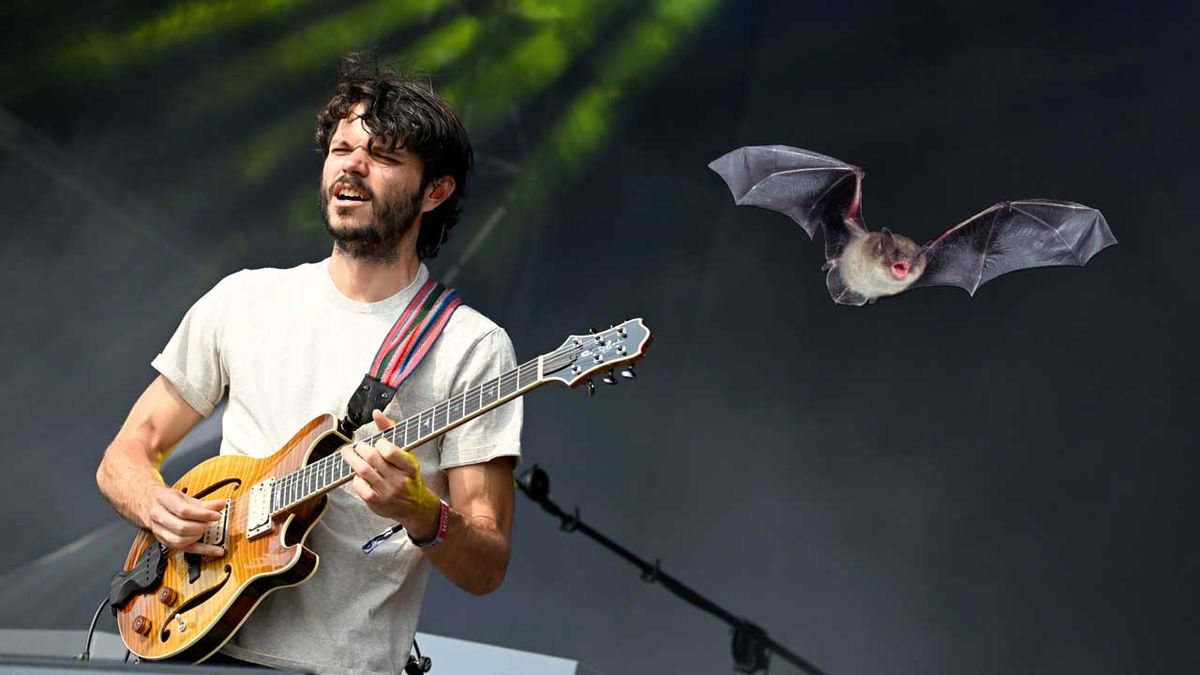 Goose&#039;s Rick Mitarotonda onstage, plus a bat