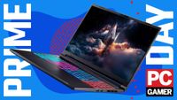 Acer Nitro V 16S gaming laptop on a Prime Day background
