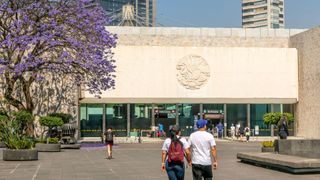 An exterior shot of the Museo Nacional de Antropología in Mexico City, Mexico