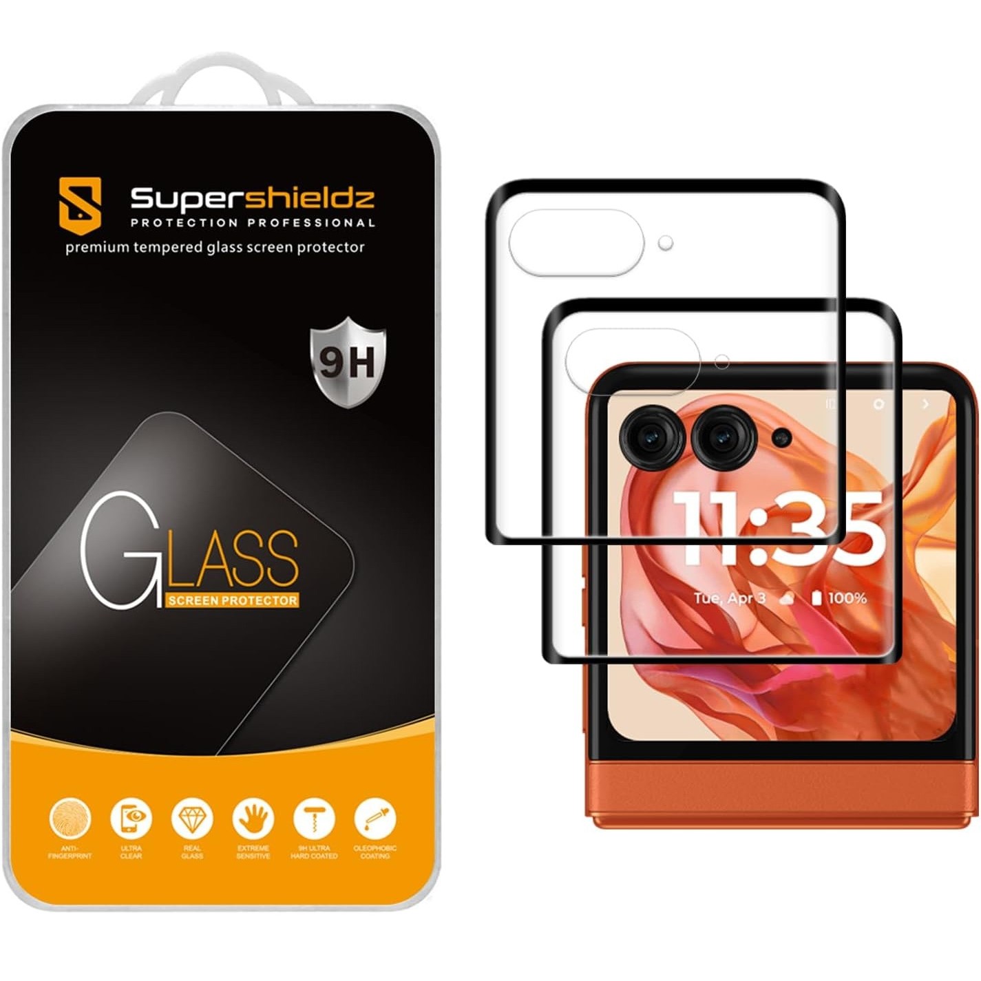Supershieldz (2 Pack) Motorola Razr 2024/2025 Front Screen Tempered Glass Screen Protector