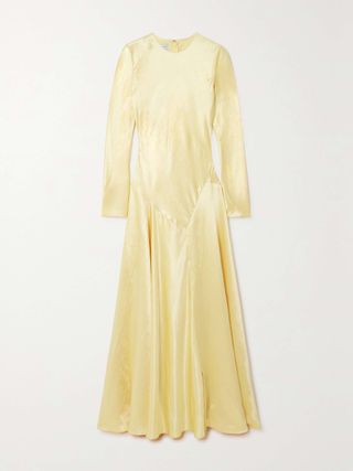 Yara Paneled Hammered-Satin Gown