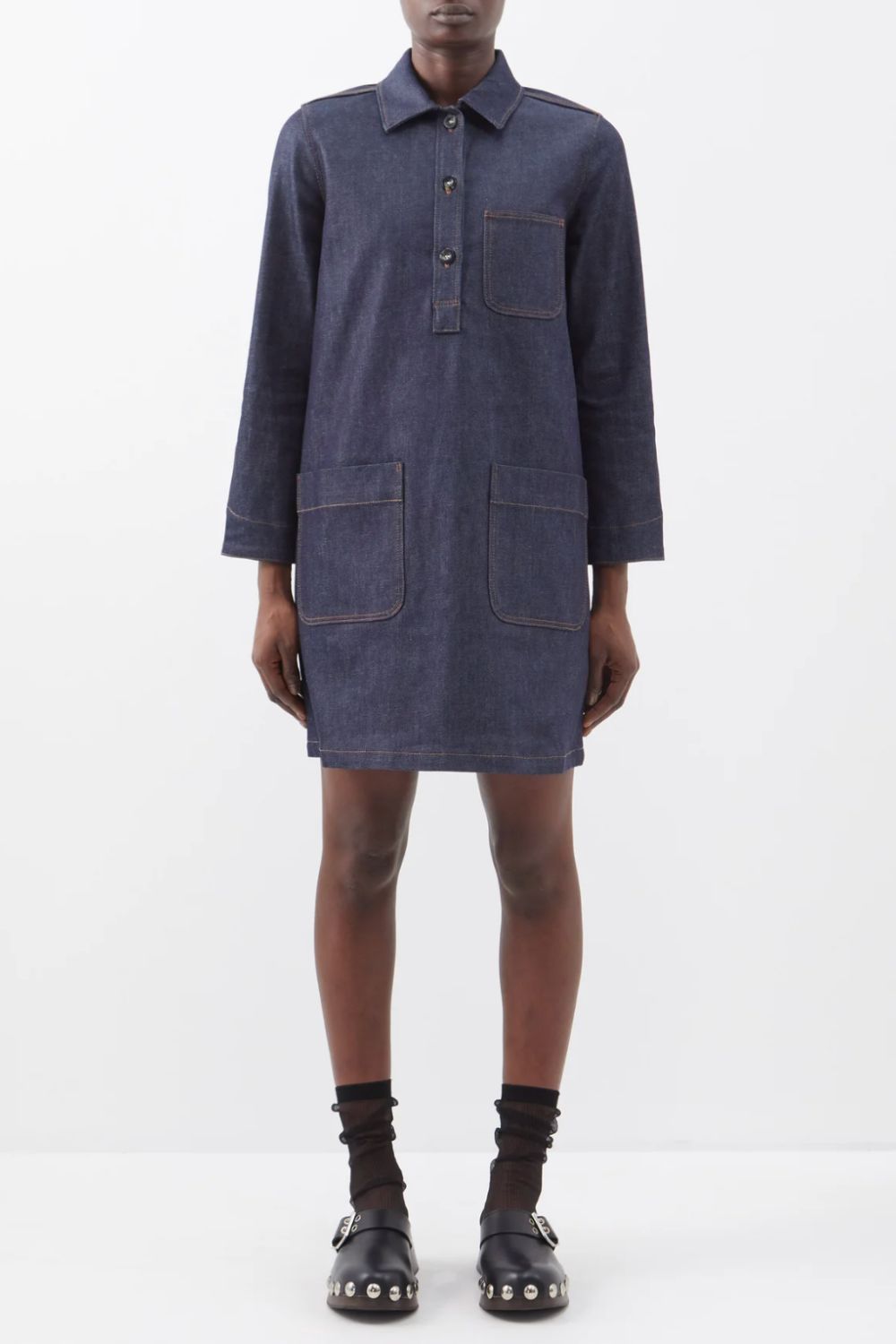 A.P.C Aurelia patch-pocket denim dress