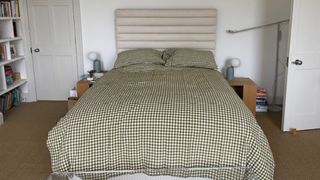 A full bed made up with Piglet In Bed Gingham Bedding