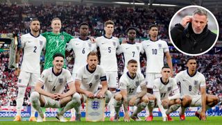 Jamie Carragher Kyle Walker of England, Jordan Pickford of England, Marc Guehi of England, John Stones of England, Bukayo Saka of England, Jude Bellingham of England, front: Declan Rice of England, Harry Kane of England, Kieran Trippier of England, Phil Foden of England, Trent Alexander Arnold of England during the EURO match between Serbia v England at the Veltins Arena on June 16, 2024 in Gelsenkirchen Germany (Photo by Rico Brouwer/Soccrates/Getty Images)