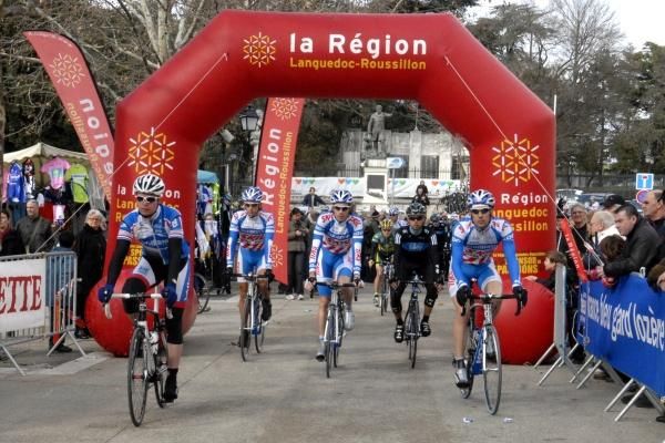 Riders making their way to the sign on