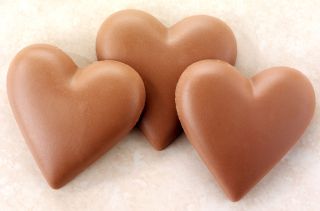 Romantic chocolate hearts