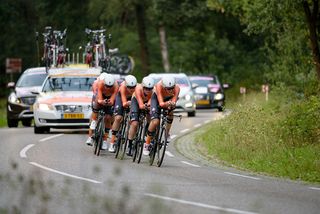 Boels Dolmans on their way to winning the 26.4 km Stage 2 Team Time Trial of the Boels Ladies Tour 2016