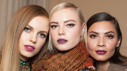 Models backstage prior to the House of Mea show on day 3 of London Fashion Week Autumn Winter 2016 at Fashion Scout Venue on February 21, 2016 in London, England