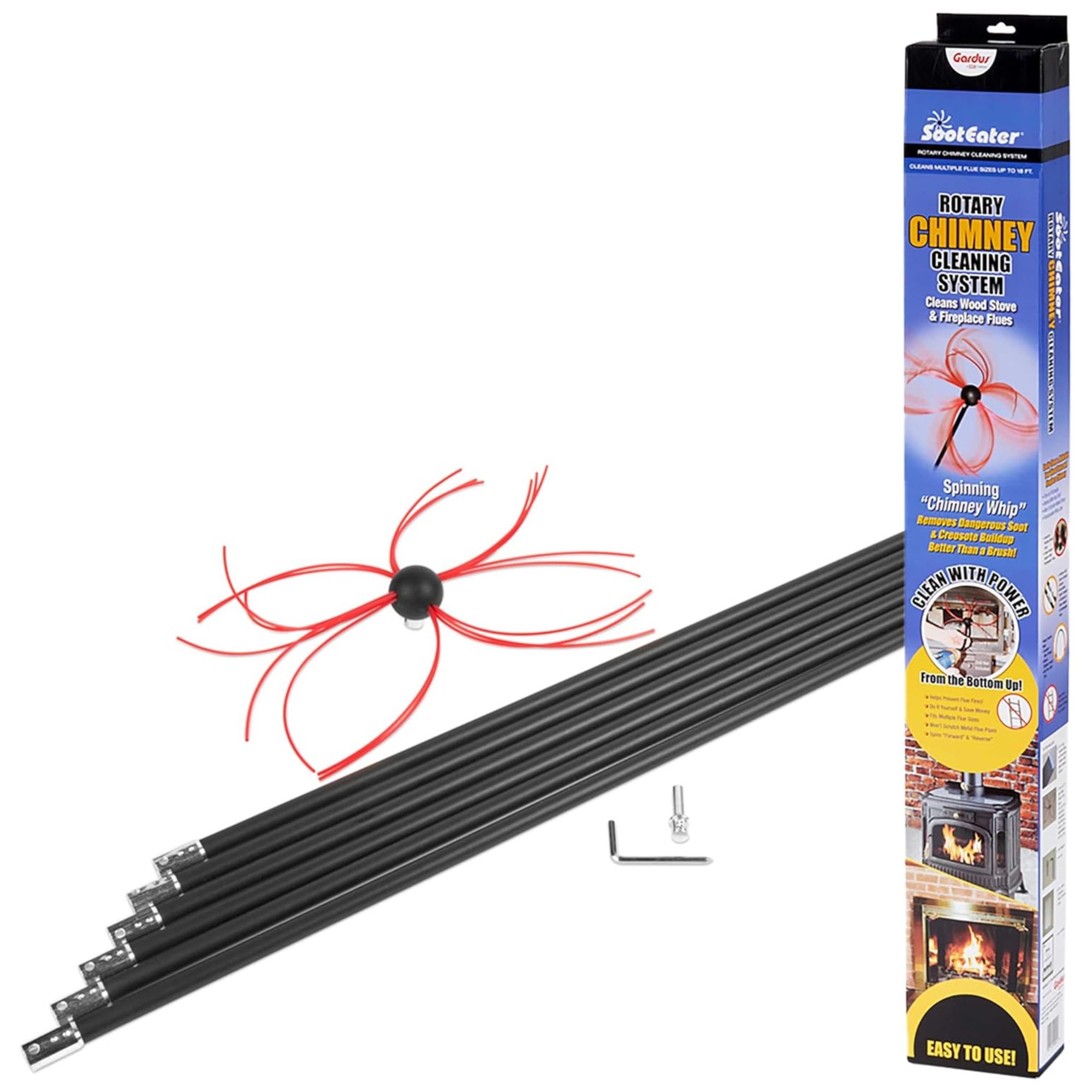Rotary chimney cleaning system