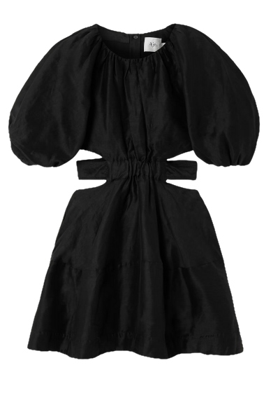 AJE., Mimosa Cutout Gathered Linen-Blend Mini Dress