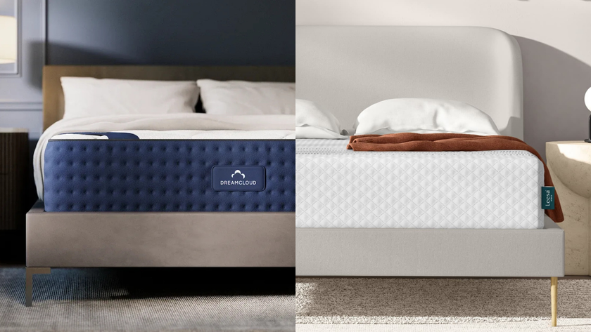 The DreamCloud on the left and Leesa mattress on the right