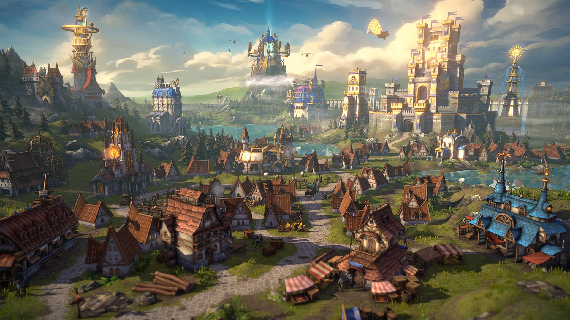 Heroes of Might and Magic: Olden Era view of a city.