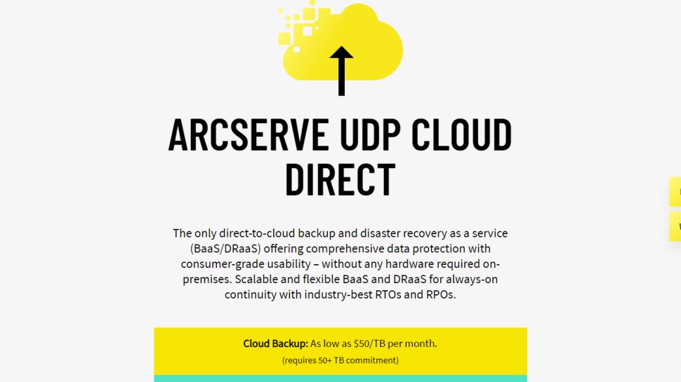 Website screenshot for Arcserve UDP Cloud Direct