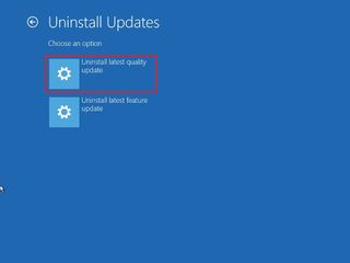 Uninstall latest quality updates option