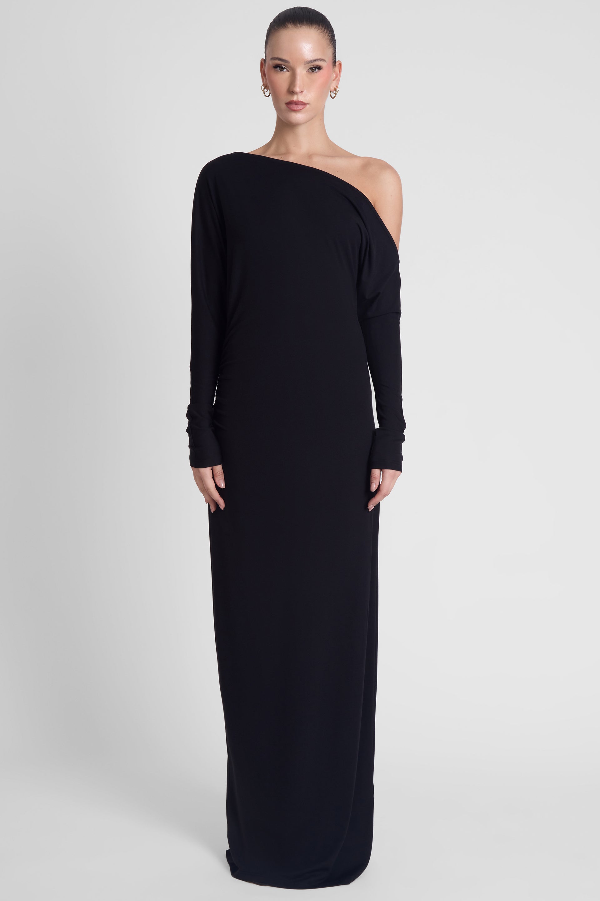 Sola Slouchy Jersey Maxi Dress - Black - Xs