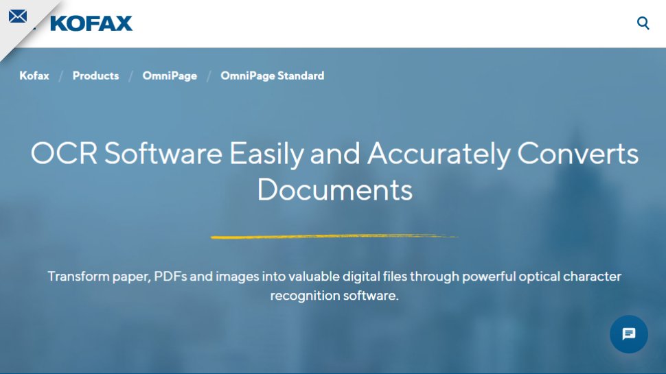 Tangkapan layar situs web Kofax OmniPage