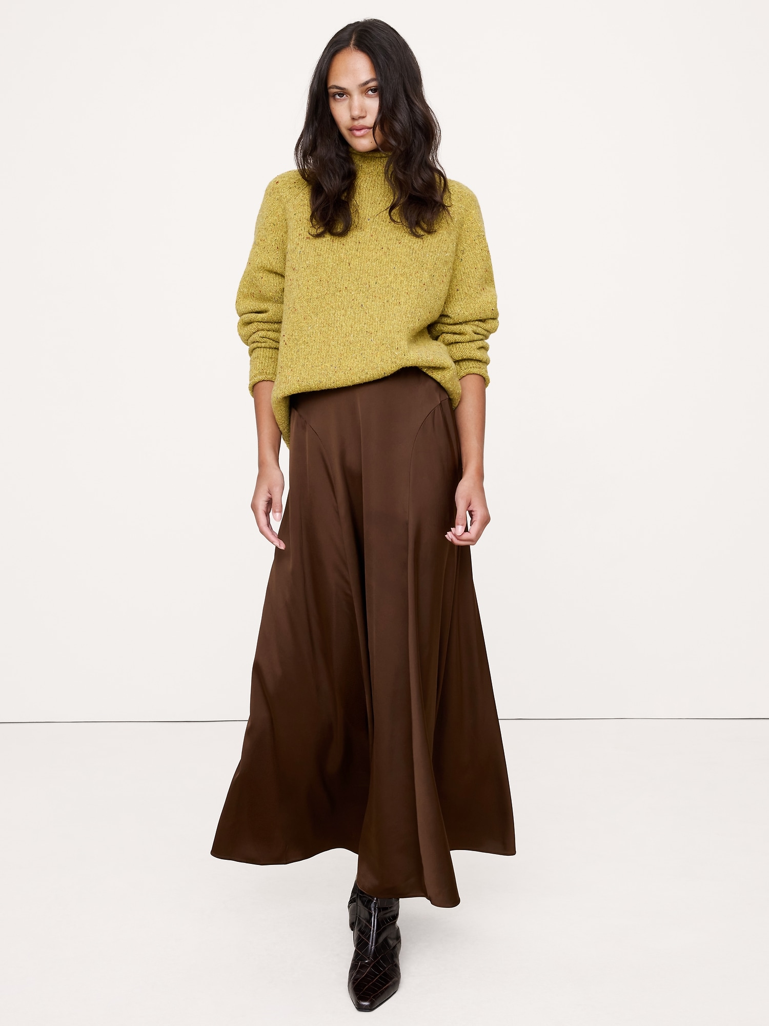 Stretch-Satin Maxi Skirt