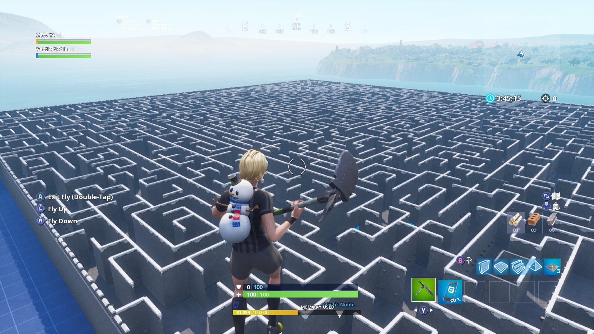 A Fortnite character overlooking a dense maze