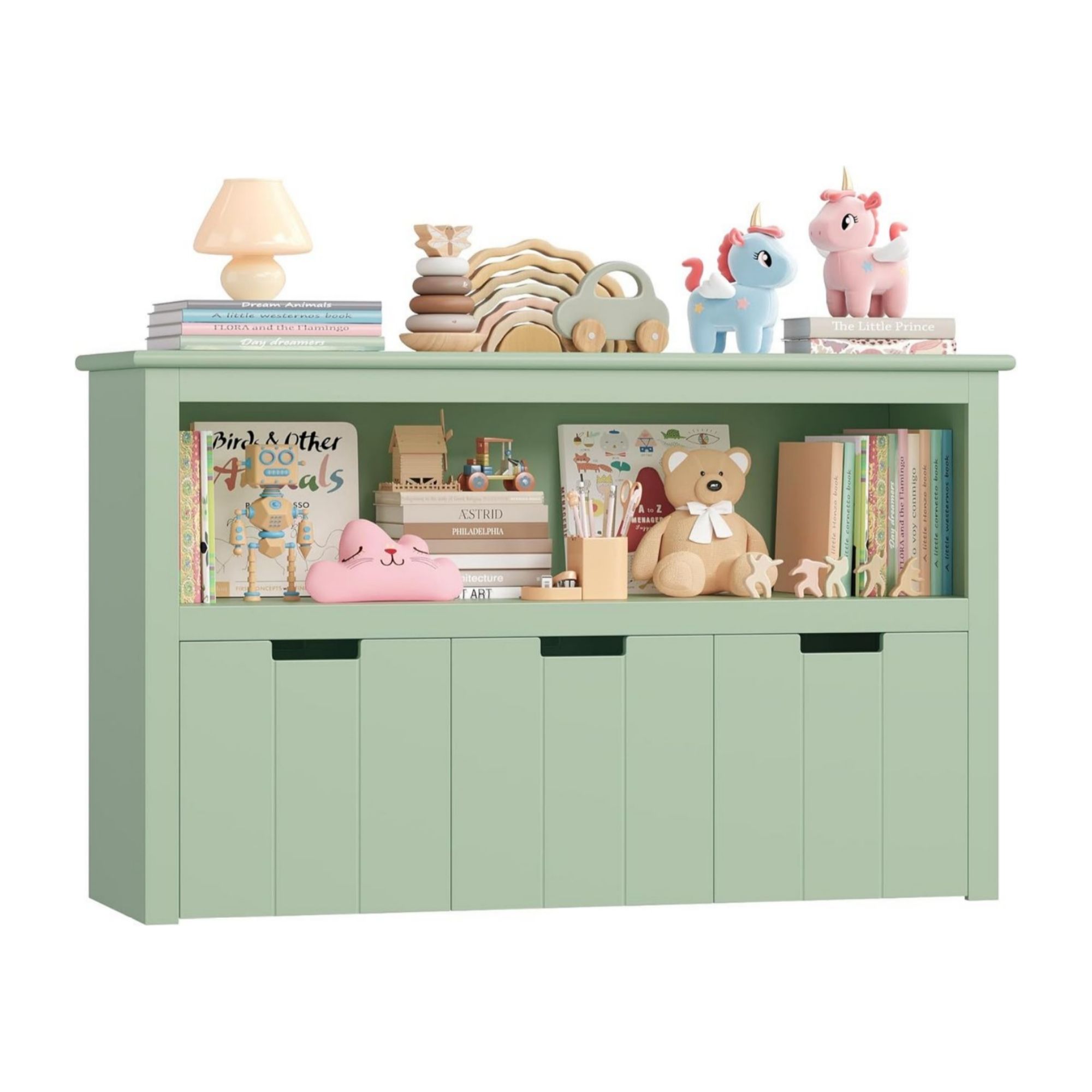 FOREHILL Kids Toy Storage Cabinet with Rolling Wheels