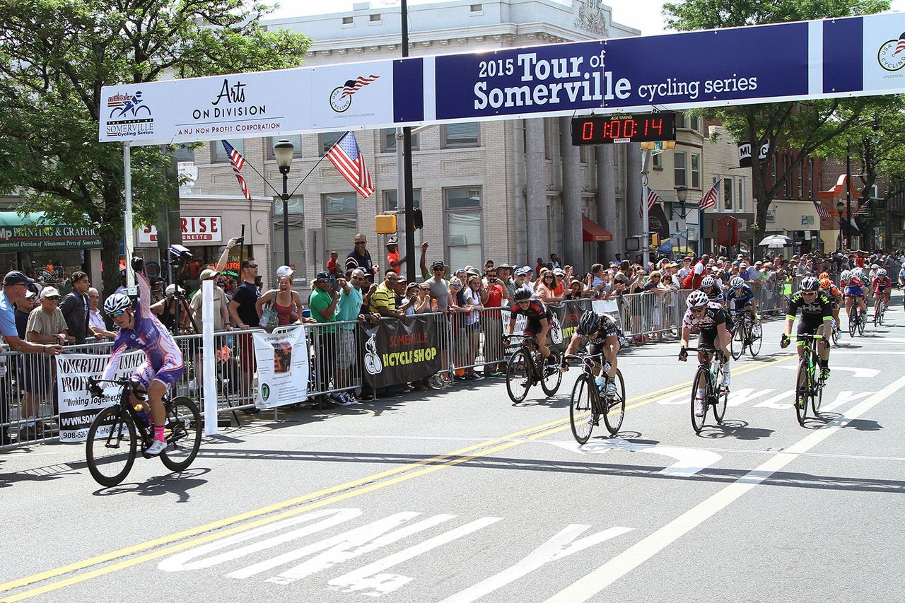 Lauretta Hanson (Fearless Femme p/b Haute Wheels Racing) Laura Van Gilder (Mellow Mushroom Racing) and Colleen Hayduk (Argon18Racing p/b November &amp; Fast Freddie)