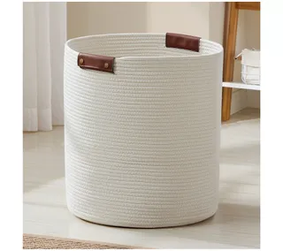 Ornavo Home L Rope Laundry Storage Basket Withleather Handles