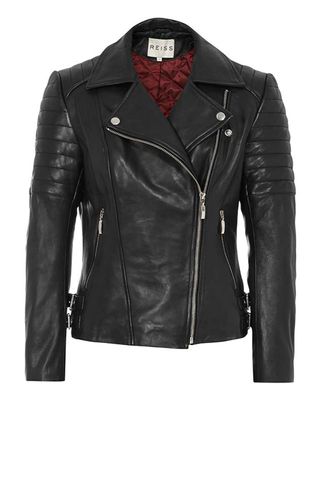 Topaz Quilted Leather Biker Jacket, £375