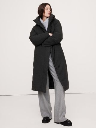 Banana Republic, Flannel Long Puffer Coat