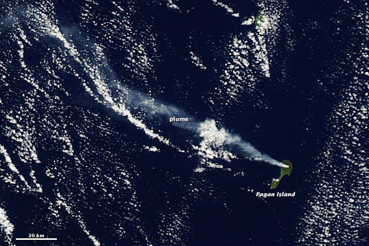 Pagan Island volcano plume