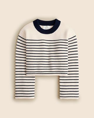 Spring Street Ribbed Cashmere Crewneck Sweater in Stripe