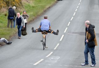 A man descends one of the climbs on the third stage of the 2016 Tour de Yorkshire. Much like the first edition, tens of thousands of spectators lined the roads to watch the riders.