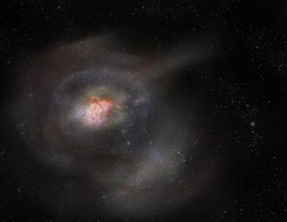 An artist’s impression of a post-starbust galaxy.