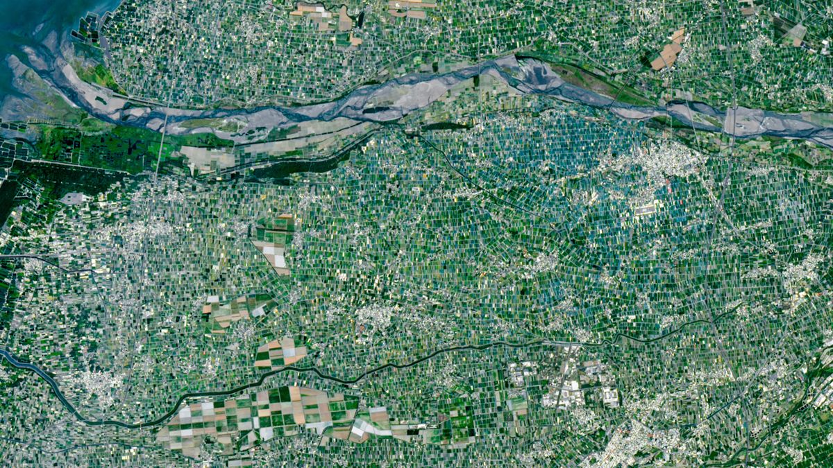 Multicolored 'mosaic' of mini farms surrounds Taiwan's largest river — Earth from space